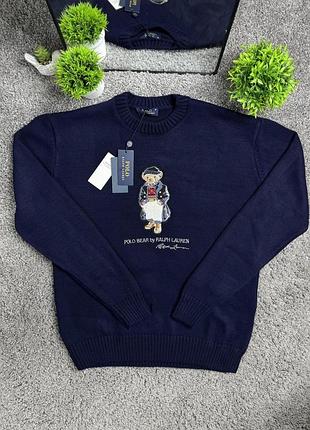 Свитер polo ralph lauren bear темно-синий xl
