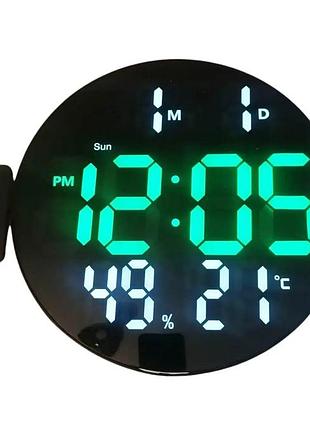 Цифровые изогнутые зеркальные настольные часы led-экраном ds-3813l будильник, питание 220v/ батарейки черный