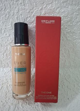 Oriflame the one everlasting sync soft matte spf 10, матовая тональная основа для лица,
42130 sun beige warm
