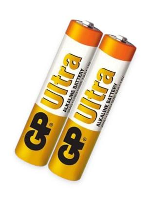 Батарейка aaa лужна 1.5v мініпальчик gp ultra alkaline 2шт плівка