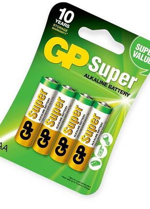 Батарейка aa щелочная 1.5v пальчик gp super alkaline 4шт блистер