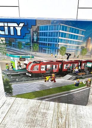 Конструктор city «центральный трамвай и станция» ( 60423 «downtown streetcar and station») с 6 минифигурками