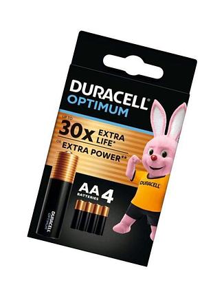 Батарейка aa лужна 1.5v пальчик duracell optimum alkaline 4шт картон бельгія