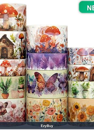 Маскувальна стрічка washi tape 13 рулонів паперова з тематичним дизайном природи для diy проектів та пакування подарунків