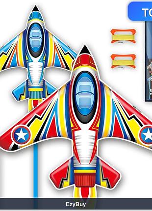 Змей-самолет plane kite с прочным каркасом, набор 2 шт красного и синего цветов для стабильного полета в небе