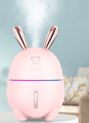 Нічник та зволожувач повітря дитячий 2в1 humidifier rabbit pink