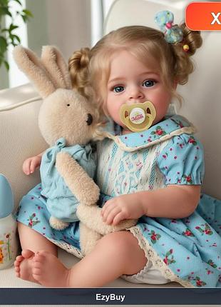 Коллекционная кукла reborn девочка 45 см с гибкими конечностями, мягким телом и светлыми волосами