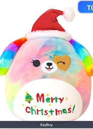 Іграшка-подушка райдужний песик merry christmas для обіймів або декорування інтер'єру, святкова тематика
