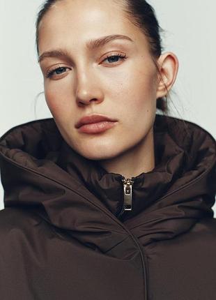 Теплая дутая куртка zara / шоколадная 5
