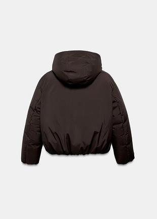 Теплая дутая куртка zara / шоколадная 7
