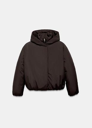 Теплая дутая куртка zara / шоколадная 8
