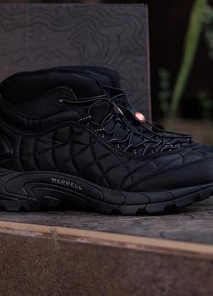 Мужские кроссовки термо merrell ice cap moc ii nd черные на осень зиму теплые из натуральной кожи и текстиля стильные меррел