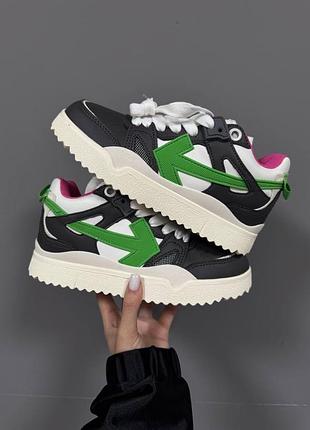Кроссовки off white | sponge mid top black / green / pink premium