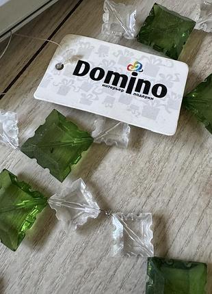 Винтажная штора-декор domino «бирюза» • 12 подвесов • новая • бельгия