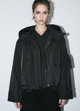 Куртка з відстійною підкладкою з капюшоном куртка вітровка zara демисезонная куртка ветровка с подкладкой
