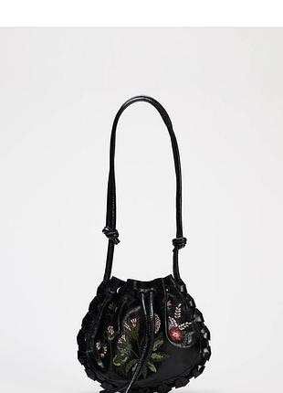 Шкіряна не велика сумка мішок zara жіноча в ковбойському стилі етно стилі