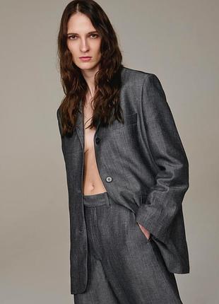 Прямий блейзер zw collection вовна/льон zara