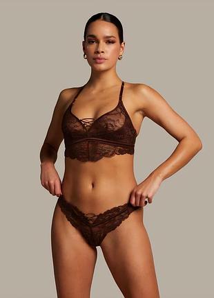 Hunkemoller noir комплект коричневый трусики бралет lark 12