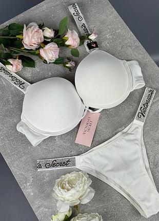 Женский комплект лифчик и трусы белый victoria’s secret комфортное женское нижнее белье на каждый день виктория сикрет