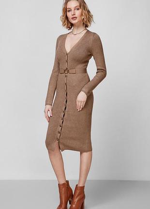 Жіноча коричнева трикотажна сукня з поясом guess