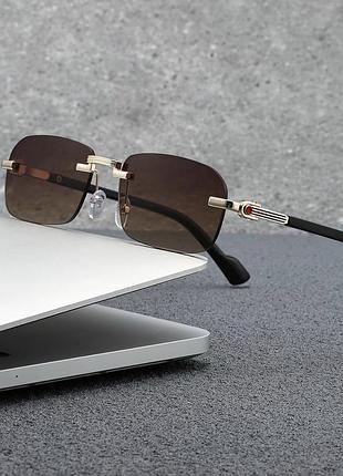 Сонцезахисні окуляри в стилі gucci brown безоправні uv400 унісекс класичні нові