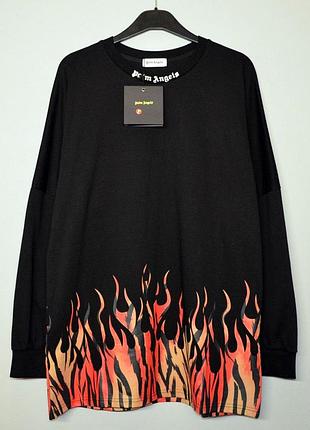 Лонгслив palm angels fire свитшот палм анджелс черный