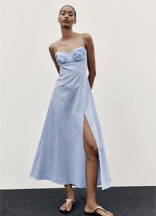 Льняна сукня zara з розрізом
