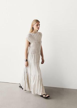 Ярусна сукня massimo dutti льон кропива 2