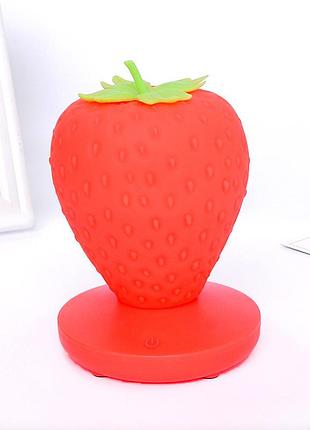 Силиконовый led светильник-ночник с аккумулятором клубника. красный 4404334