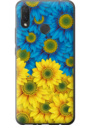 Чехол на huawei nova 3i желто-голубые цветы "1048u-1541-851"