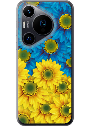 Чехол на huawei pura 70 желто-голубые цветы "1048u-3703-851"