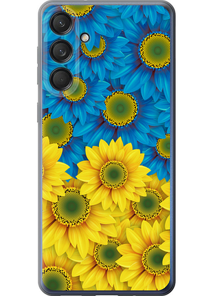 Чехол на samsung galaxy m55s желто-голубые цветы "1048u-3868-851"
