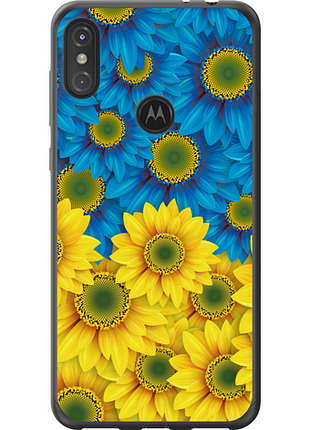 Чохол на motorola one power жовто-блакитні квіти "1048u-1588-851"