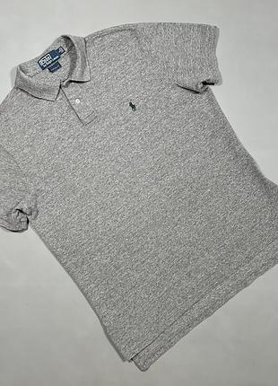 Чоловіча футболка поло polo ralph lauren custom fit, розмір l сіра