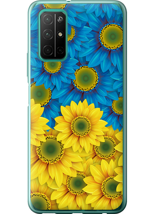 Чехол на huawei honor 30s желто-голубые цветы "1048u-1897-851"