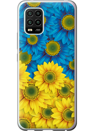 Чохол на xiaomi mi 10 lite жовто-блакитні квіти "1048u-1924-851"