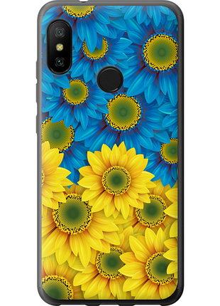 Чехол на xiaomi mi a2 lite желто-голубые цветы "1048u-1522-851"
