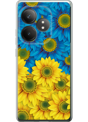 Чехол на realme gt neo6 se желто-голубые цветы "1048u-3796-851"