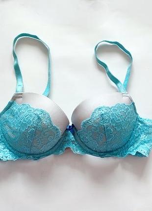 Жіночий бюстгальтер victoria's secret фірмовий викрория сікрет блакитний ліфчик бюстгалтер бра лівчик синій кружевний мереживо кружевний бюстик