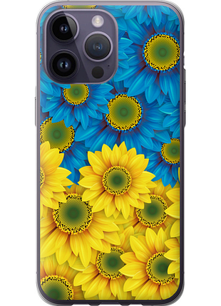 Чохол на iphone 14 pro max жовто-блакитні квіти "1048u-2667-851"