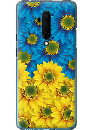 Чехол на oneplus 7t pro желто-голубые цветы "1048u-1810-851"