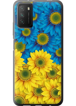 Чохол на xiaomi poco m3 жовто-блакитні квіти "1048u-2200-851"