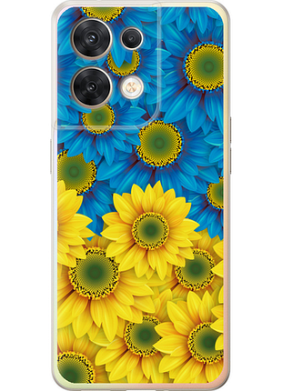Чехол на oppo reno8 5g желто-голубые цветы "1048u-2614-851"