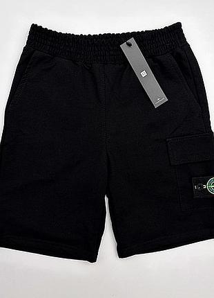 Мужские шорты stone island черные на лето бриджи стон айленд спортивные l (b)