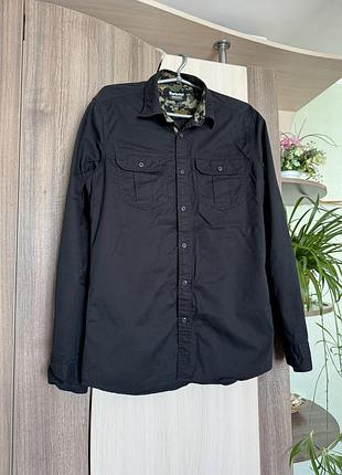 Сорочка barbour international mmotorcycle clothing m чорна чоловіча сорочка barbour в середині камуфляжна підкладка стильна сорочка овершот