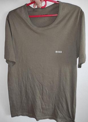 Сток стильна оригінал фірмова футболка хакі катон бренд.hugo boss.м-л