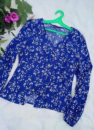 Вискозная блуза,рубашка с мелким цветочным принтом,38-42разм, m&s collection.