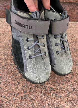 Оригінал! велотуфлі / кросівки shimano sh-at40 spd (grey/black) — eur 41 (25.5 см устілка) шипи встановлені з шипами