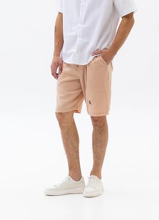 Мужские шорты льняные бежевые calvin klein стильные однотонные из льна на лето лен комфортные на каждый день классические