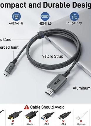 Кабель-перехідник acer usb type-c to hdmi 5